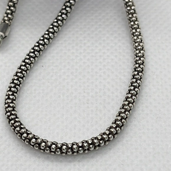 925 Sterling Silver Popcorn Chain Necklace - Picture 2 of 3